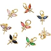 LiQunSweet 20 Pcs Micro Pave Cubic Zirconia Mini Dragonfly Charms Real 18K Gold Plated Animal Charm for Jewelry Making