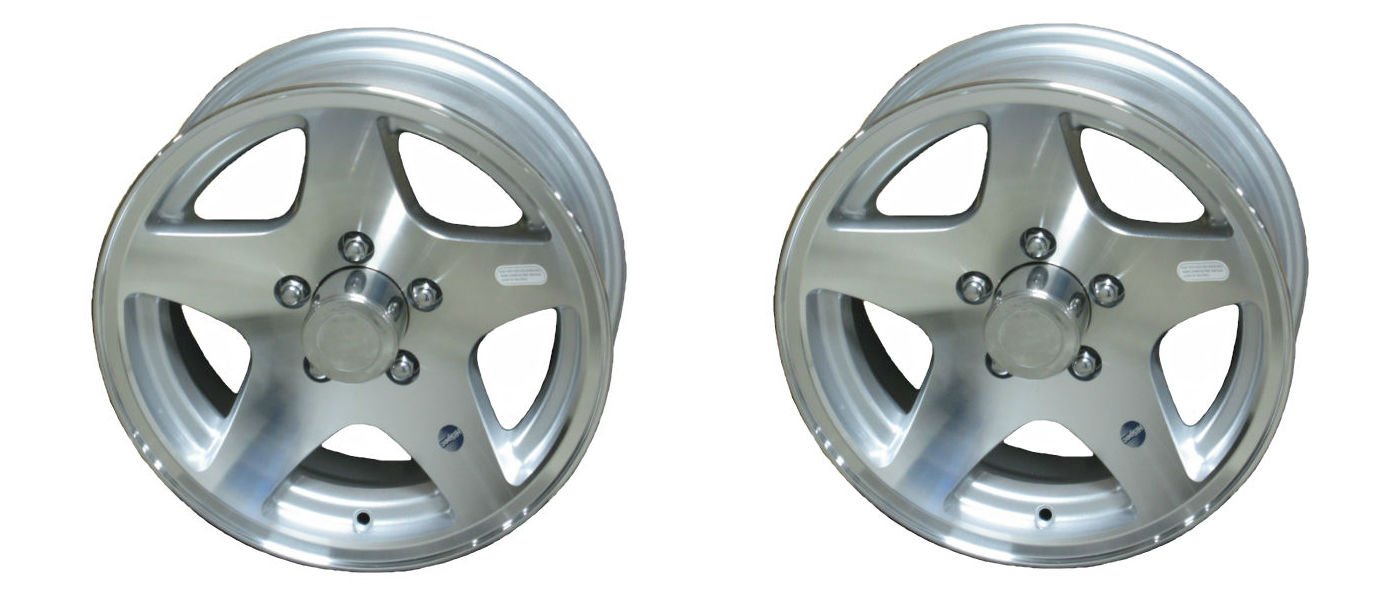 2pack 15x6 Aluminum Trailer Wheels 5 Spoke 54.5 w/ Accessories