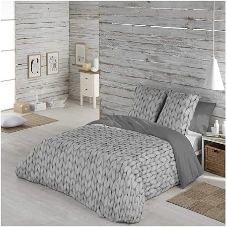 COTTON ARTean Funda Nordica Lana Gris Cama de 90 ALGODÓN 100%: Amazon.es: Hogar