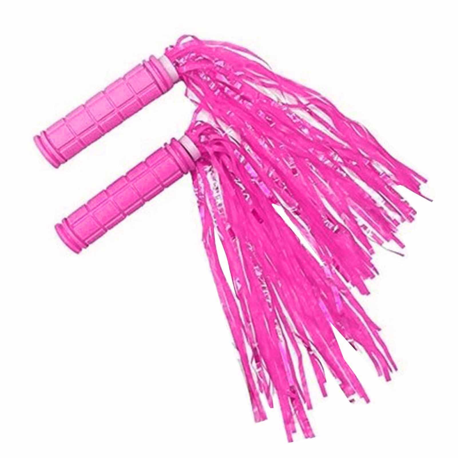 2 Pcs Bike Handle Grips with Tassel Streamers, 12cm Non Slip Bicycle Handlebar Grips Cycling Replacement Parts for Mountain Bike Scooters Road Bike Balance Bikes (Pink)