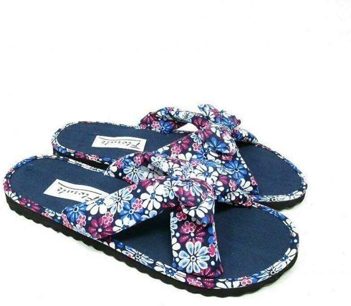 Ladies Slip On Fabric Flip Flop Mules Bow Front Mules Flip Flop