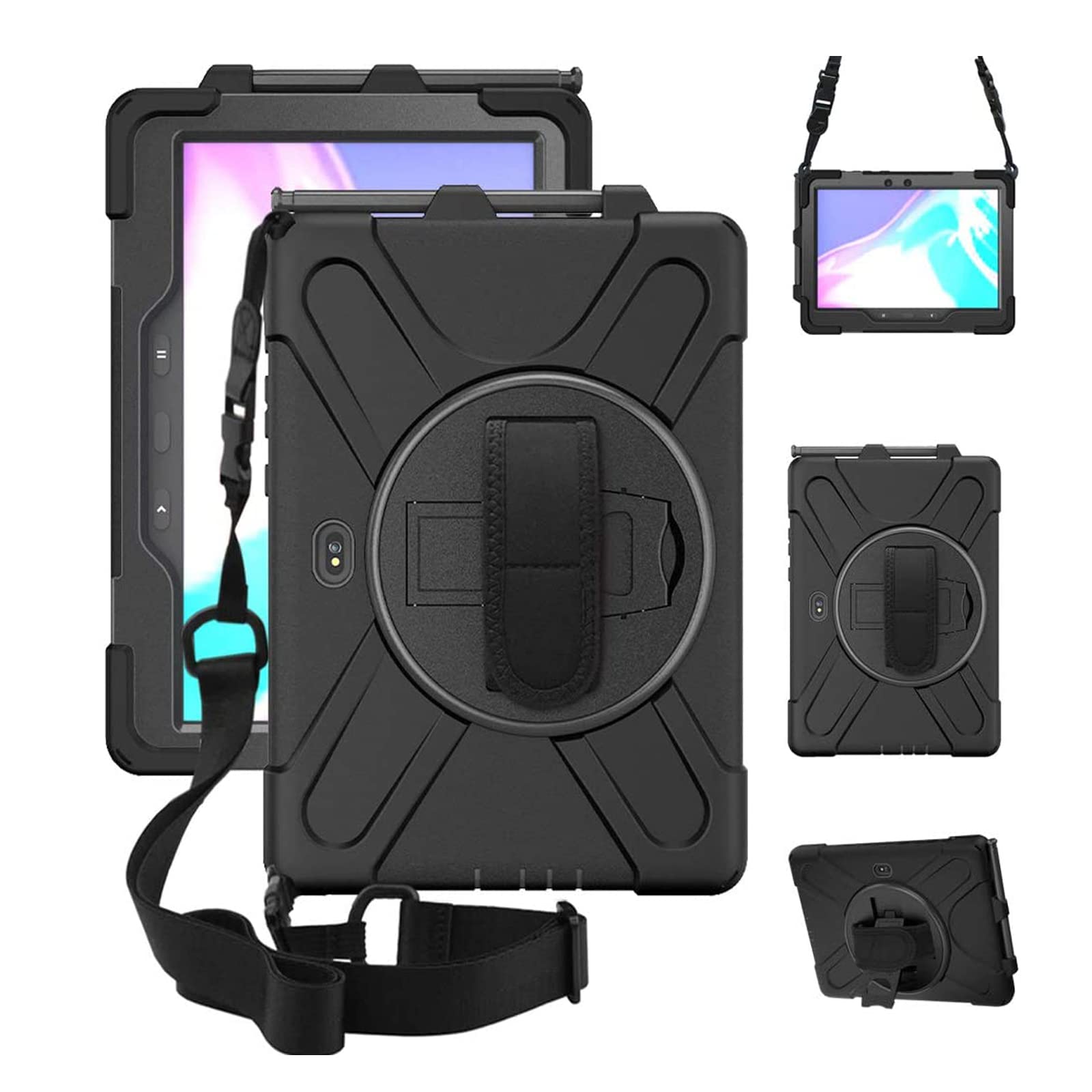 Photo 1 of ZenRich for Galaxy Tab Active4 Pro 2022/Galaxy Tab Active Pro 2019 10.1" Case (SM-T630/T638/T540/T547) with S Pen Holder, Rugged Heavy Duty Shockproof Case with Kickstand Hand Strap Shoulder Belt