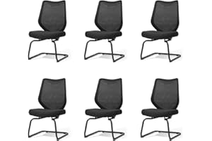 FYLICA Waiting Room Chairs Office Guest Chair Mid Back Reception Chairs with Sled Base for Meeting/Patient/Conference Room (6, Black)