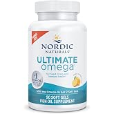Nordic Naturals Ultimate Omega, 1280mg Omega-3 Fish Oil, Lemon - 90 Count | High-potency Omega-3 Fish Oil with EPA &amp; DHA supports brain &amp; heart health. Non-GMO, burpless formula. 45 servings.