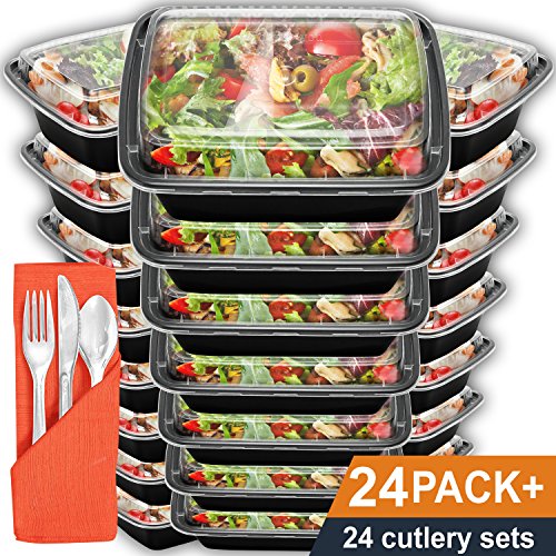 Meal Prep Containers 24 Pack with Lids | 28oz BPA-Free Food Storage and Portion Control by Prep Naturals