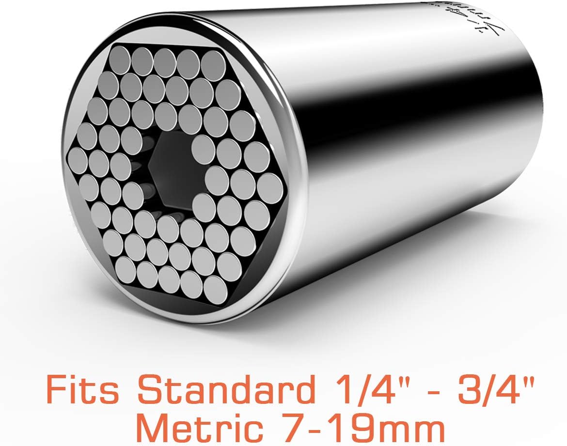 Universal Socket, Self-adjusting Socket Fits Standard 1/4'' - 3/4'' Metric 7mm-19mm, Adapter Socket for Wrench Ratchet & Power Drill, Tools Gifts for Men Him Husband Dad Father DIY Handyman Women - - 