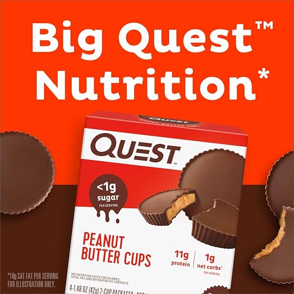 QUEST NUTRITION PEANUT BUTTER CUPS, 11G PROTEIN, 1G SUGAR, LOW CARB, GLUTEN FREE, KETO FRIENDLY, 12 COUNT