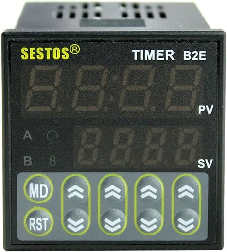 Sestos Digital Twin Timer Control B2E-2R-220 NPN and PNP 2 Relay Output Tact Switch AC 100-240V