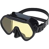 Riffe Black Frameless Diving Mask - Panoramic Single Lens - Fog-Reducing Silicone - Anatomical Frame for Universal Fit - Durable Nylon Frame - Ideal for 1-30ft Exploration