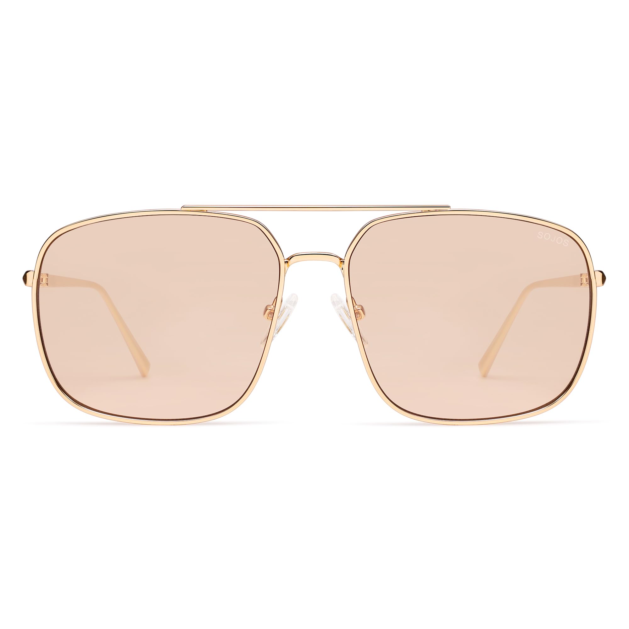 Photo 1 of SOJOS Retro Square Aviator Sunglasses Womens Mens Aesthetic Y2k Light Lens Shades SJ1176, Gold/Light Brown
