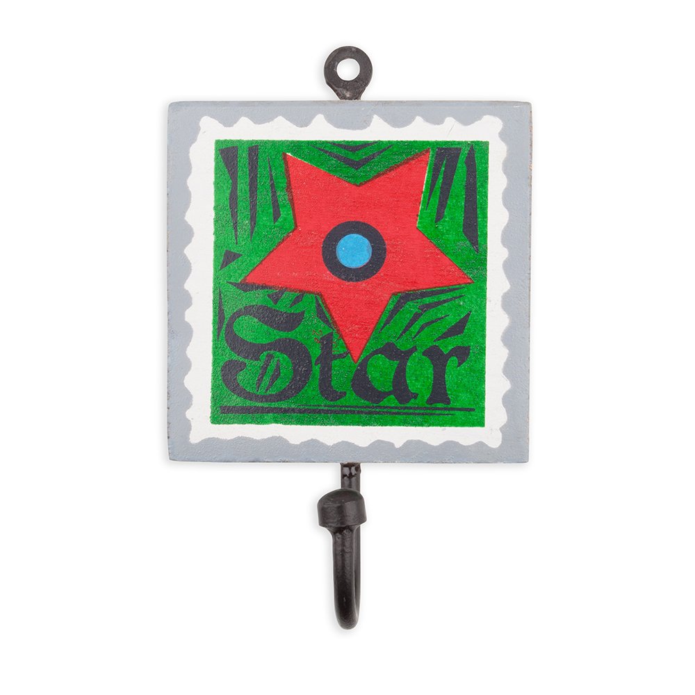 Colorique Chokhi Coat Rack Stamp Star, 10 x 10 x 0.5 cm, Cotton, Multicolour, 40 x 40 x 10 cm