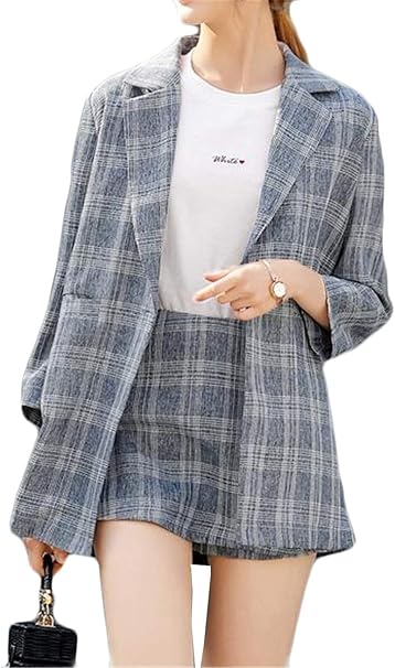 Amazon ジャンーウェ スカートスーツ スカート ショットパンツ ハイウェスト レディース セットアップ 2点セット チェック柄 テーラードジャケット 長袖 春秋冬 カジュアル 通勤 Ol おしゃれ スカートスーツ 通販