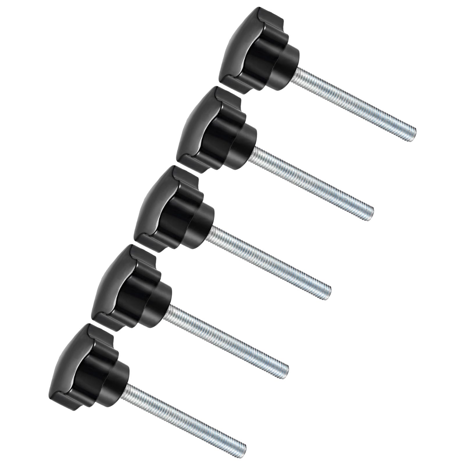 CoCud Star Clamping Knobs, M8 x 70mm Male Thread 38mm Head, Plastic Thumb Screw Grip Hand Knobs Threaded Bolt Black - (Applications: for Lathe Machinery), 5-Pieces