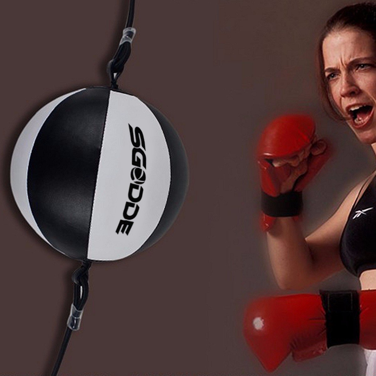 SGODDE Leather Boxing Ball, Speed Dodge Ball Double End Gym MMA Boxing