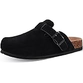 KIDMI Unisex Vegan Suede Clogs Leather Mules Womens Mens Cork Footbed Potato Shoes with Arch Support