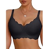 Wireless Bras for Women No Underwire Bralettes Push Up Bra with Support Seamless Everyday Bra Full Coverage Soft Scalloped