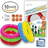 Mosquito Repellent Bracelet Natural Waterproof | 10 Pack | Insect Repellent Wrist Bands, Safe for Kids, Toddlers, Adults, Pets, Outdoor Mosquito Protection, Deet-Free, Best Bug Band and Patch