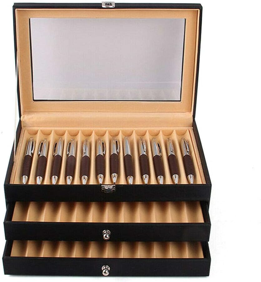 PU Leather Fountain Pen Display Case 36 Pen Holder Pen Storage Box