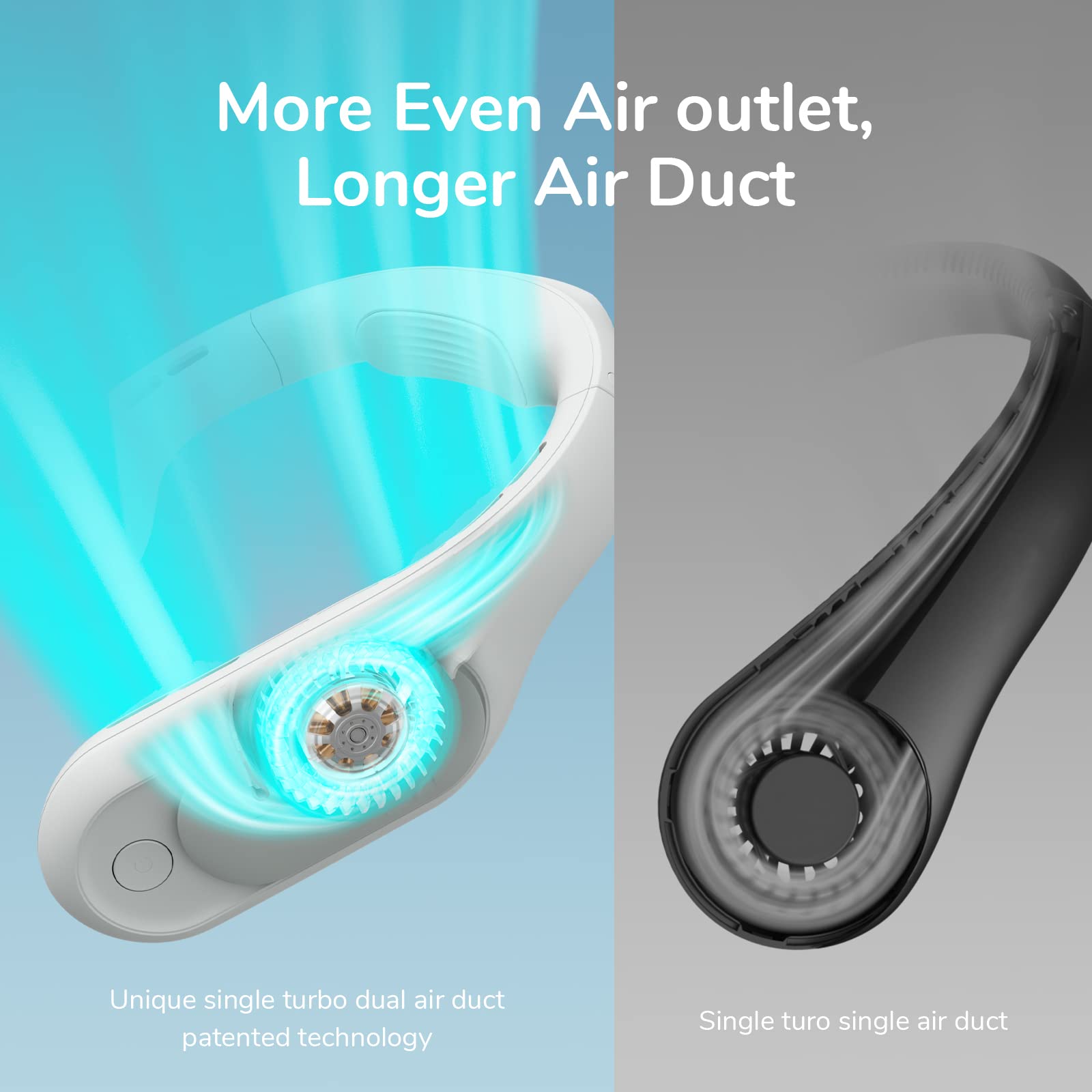 JISULIFE Portable Ultimate Bladeless Neck Fan, 【3+1 Speeds】 Rechargeable Personal Fan for Neck with Multi Motors, USB Wearable Fan for Outdoor, Home, Office, with Silicone Neck Brace - Space Grey