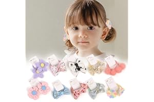 BIANHUAN Boutique Hair Ties with Bows, 20 Pcs Baby Hair Accessories, 1.2 Inch Hair Bows Hair Ties for Newborns, Toddlers, Little Girls, Kids - Set-F