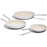 Made In Cookware - 3-Piece (Includes 8",10",12") Ceramic Non Stick Frying Pan Set (Stainless Handle) - 5-Ply Stainless Clad with Stay-Cool Handle - Professional Cookware
