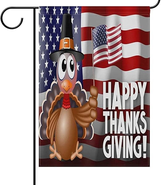 Bandera Del Jardin Día De Acción De Gracias Bandera Americana Pavo