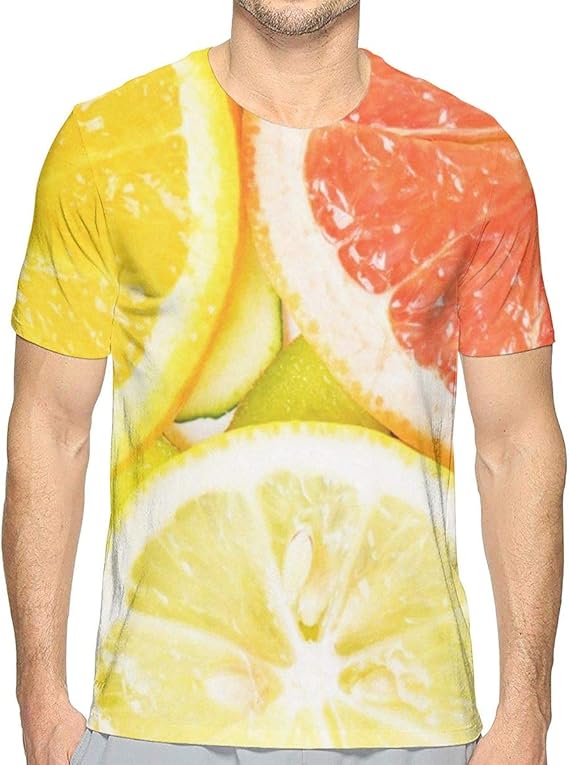 Amazon Co Jp Tシャツ オレンジ グレープフルーツ柄 あっさり メンズ 半袖 服 メンズ 夏 カジュアル ファッション 丸襟 柔らかい 快適 服 ファッション小物