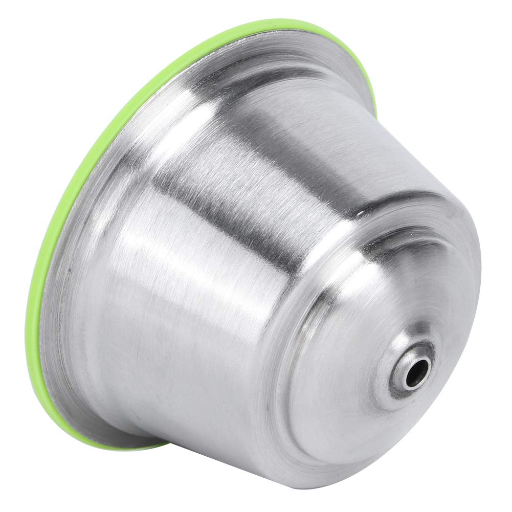 Oumefar Stainless Steel Coffee Capsule Pods Reusable Coffee Pods with Silicone Lid Refillable Coffee Capsule Cup Fit for Coffee Maker(Green)