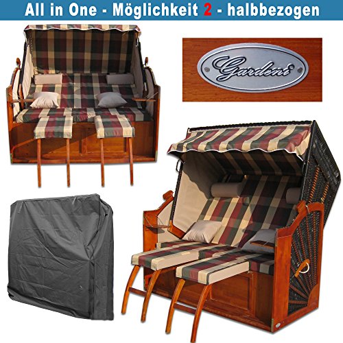 XINRO® XXL Volllieger Strandkorb Ostsee rot grün karo # wechselbare Bezüge # inkl. Strandkorbhülle – Bild 5