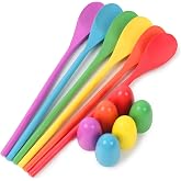 LovesTown 12 PCS Egg Spoon Race Game Sets, Wooden Balance Relay Kids Games | Carnival Birthday Party, Outdoor Spring Group Obstacle Course Game, Color Stack Challenge Game, Field Day Party Favors