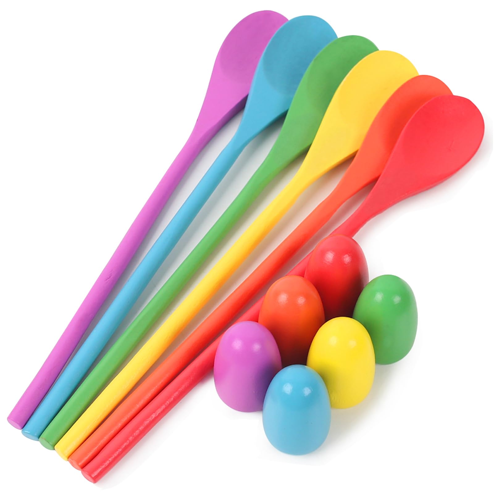 Photo 1 of LovesTown 12 PCS Egg Spoon Race Game Sets, Wooden Balance Relay Games for Kids Carnival Birthday Party Games Outdoor Easter Spring Group Game Field Day Party Favors