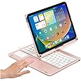 HENGHUI 360 Rotatable Keyboard Case for iPad 10th Generation 2022 10.9 inch Backlight Keyboard with Trackpad, Bluetooth Foldable Keyboard Cover for iPad 10 (Rosegold)