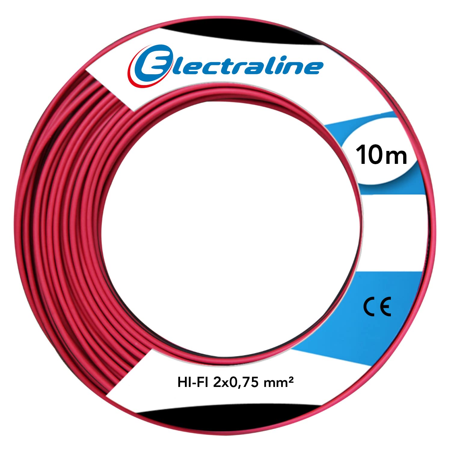 Electraline 60137005D SpeakerHi-Fi Cable Reel Red/Black 10 Metres