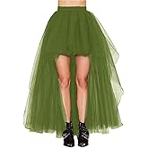 MisShow Women's Hi-Lo Long Tutu Tulle Bustle Skirt Elastic Waist Festival Party Skirt