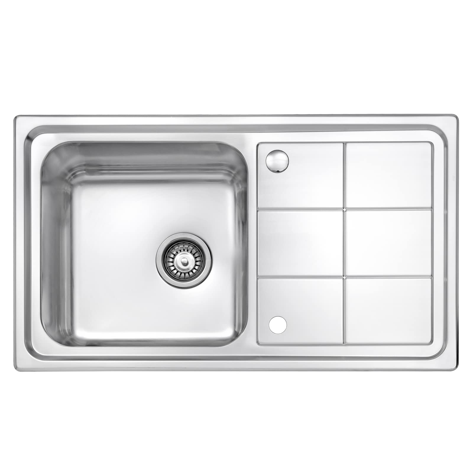 JASSFERRY Brilliant Stainless Steel Kitchen Sink Single 1.0 Square Bowl Reversible Rectangle Drainer with Strainer Waste Rome Design 860 x 500 mm