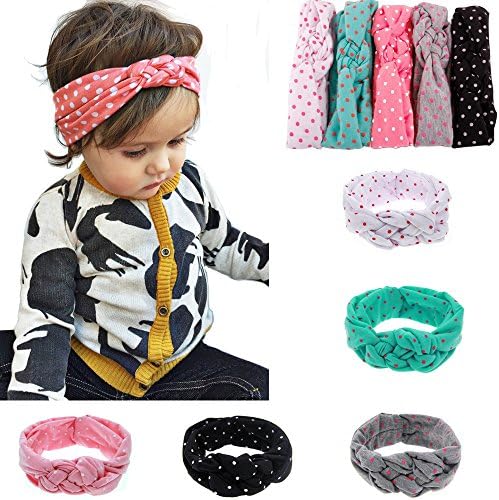 Ruiooy Baby Girls Toddler Bow Headbands Turban Knot Rabbit Hairband Headwrap Headwear (Pack of 5) (type two)