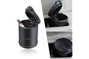 gunroil 1 Pack Car Ashtray with Lid, One-second Opening Design, Flame Retardant ABS Vehicle Ashtray, Universal Portable Automotive Cup Holder Accessories for Truck Office Home (Black)