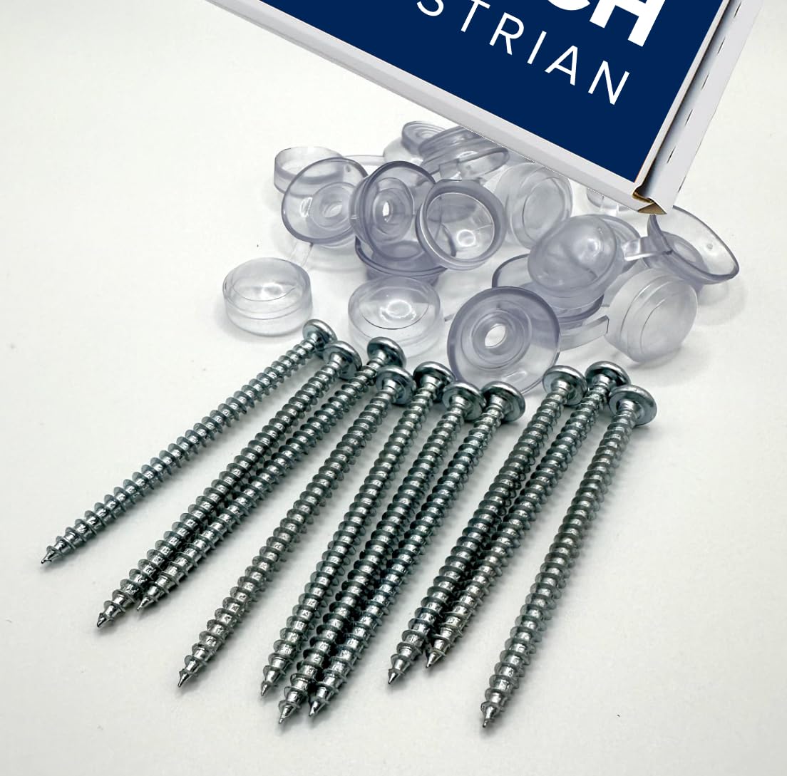 Corrugated Pan Head Roofing Screws with Strap Caps (25, Clear, 50mm (2 Inch))
