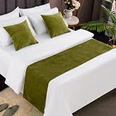 AMBERIS Bed Runner Green, Chenille Soft No Fading Modern Bed Scarf (Pillowcases Sold Separately)