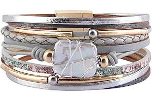 AZORA Womens Leather Cuff Bracelet Baroque Pearl Wrap Bracelets Gorgeous Gold Tube Bangle Handmade Wristbands Jewelry Bohemian Gift for Women