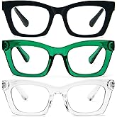 Hubeye Oprah Style Reading Glasses for Women Men Blue Light Blocking Computer Square Readers with Spring Hinge