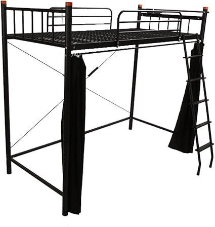 Amazon Une Bonne ウネボネ はしご カーテン仕切り コンセント付き 省スペース ロフトベッド 一人暮らし用 二段ベッド シングルベッドフレーム Black ベッドフレーム オンライン通販