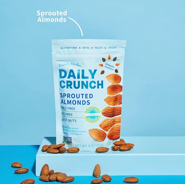 DAILY CRUNCH SPROUTED ALMONDS – 5 OUNCE BAGS (ORIGINAL SPROUTED, SINGLE BAG – 5 OUNCES)