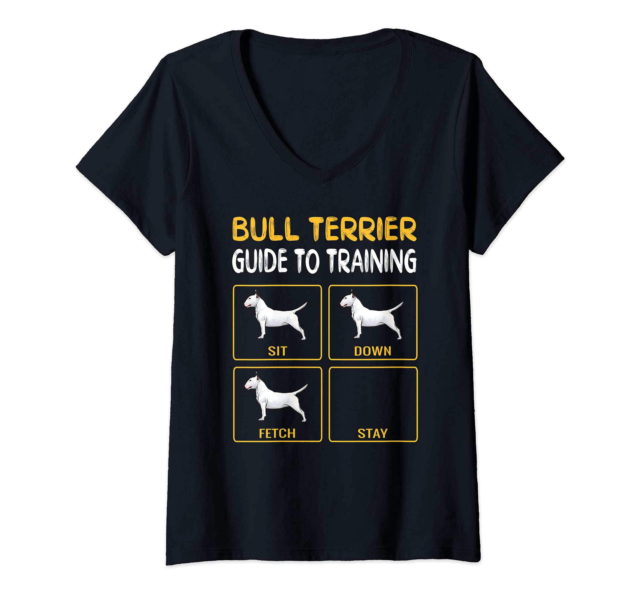 Womens Bull Terrier Guide To Training Dog Obedience V-Neck T-Shirt
