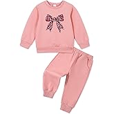 ESHOO Toddler Girl Clothes 2 Piece Leopard Outfits Long Sleeve Sweatshirt Pants Tracksuit Fall Winter Clothing Set 2-7T