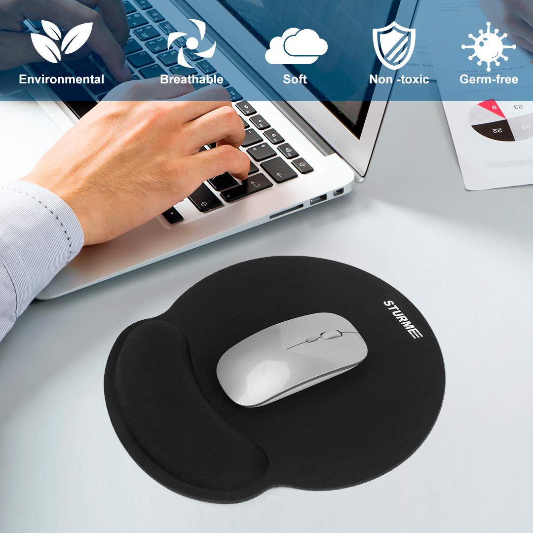 STURME Mouse Pad with Wrist Support Non-Slip Base Ergonomic Silicone Wrist Rest Use for Laptop, Home, Office