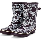 Jileon Mid Calf Rain Boots - Specially Designed For Wide Feet, Ankles or Calves - Half Height Waterproof Durable Wide Calf Rain Boots