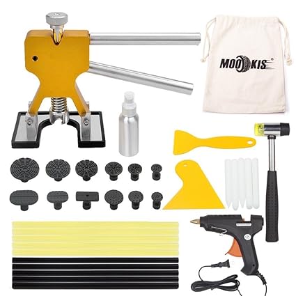 Mookis ausbeulwerkzeug Paintless Auto Dellen Repair Puller Kits 34pcs mit Kleber Heißklebepistole Gummihammer und Beule Lifte