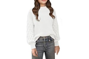 EGOCKAL Girls Crewneck Sweaters Casual Long Sleeve Drop Shoulder Pullover Sweaters Fall Oversized Cable Knit Tops