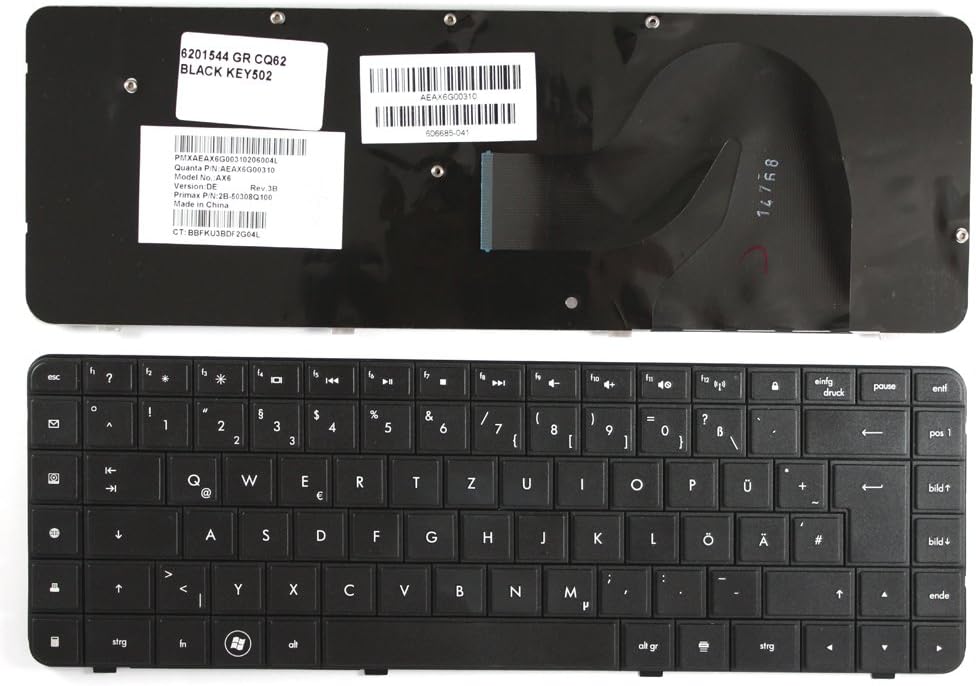 Keyboards4Laptops German Layout Black Laptop Keyboard Compatible with HP G62t-250